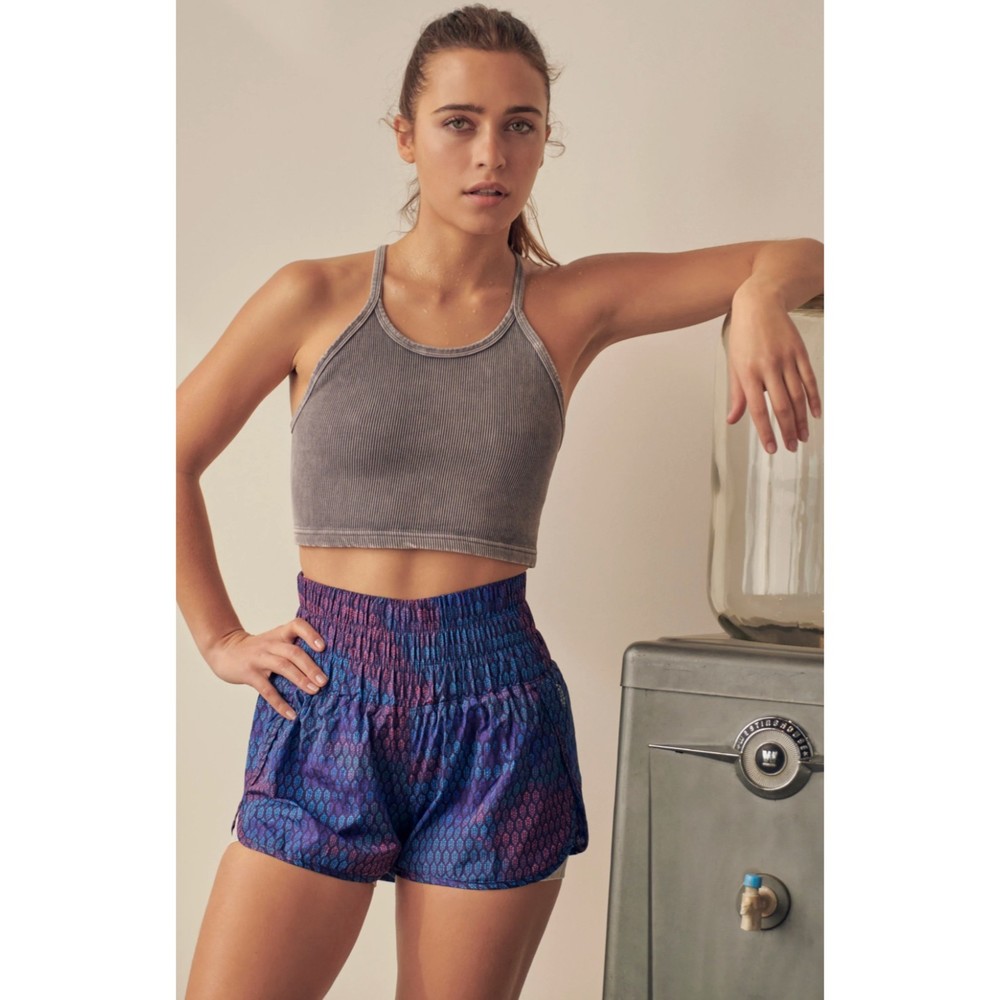 Free People Movement The Way Home Short S Print Logo Pull On Running Dolphin Hem